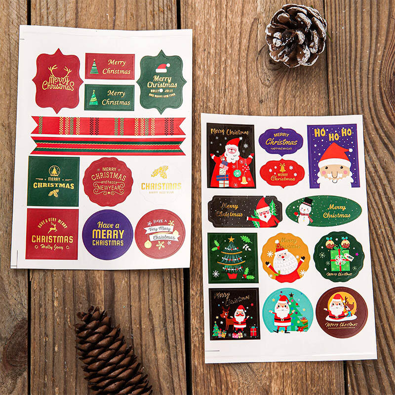 

Christmas Decoration 5Pcs Christmas Gift Bag Decoration Sticker Set in Multicolor. Size