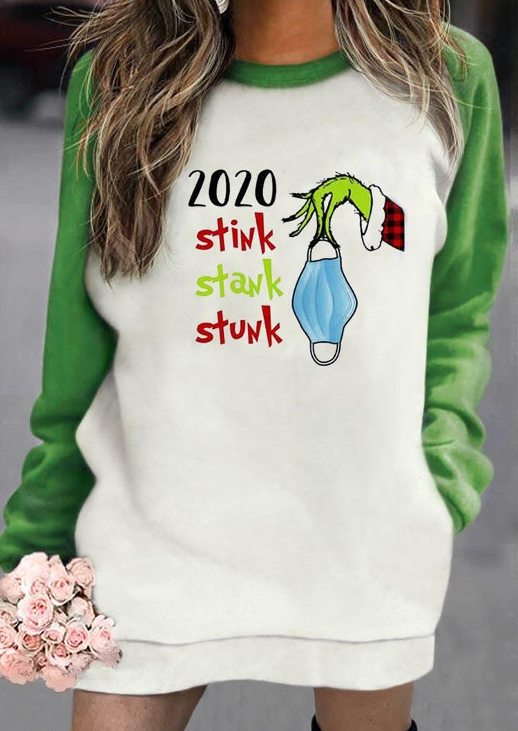 

Mini Dresses 2020 Stink Stank Stunk Grinch Hand Pocket Mini Dress in Green. Size: ,M,L,XL