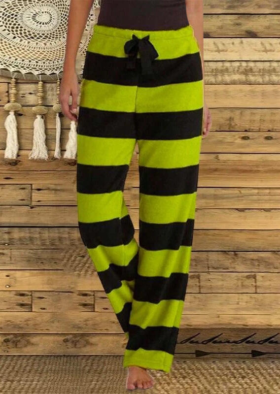 

Pants Grinch Striped Drawstring Wide Leg Pants in Green. Size