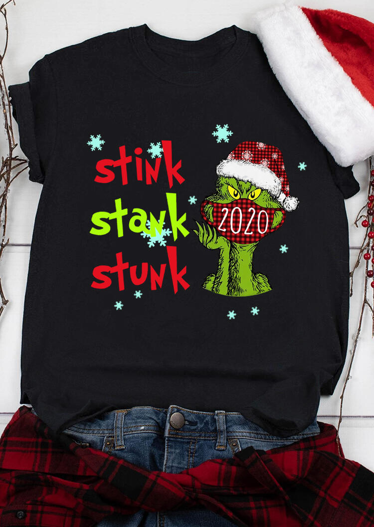 T-shirts Tees Snowflake Stink Stank Stunk T-Shirt Tee in Black. Size: 2XL,3XL,L,M,S,XL