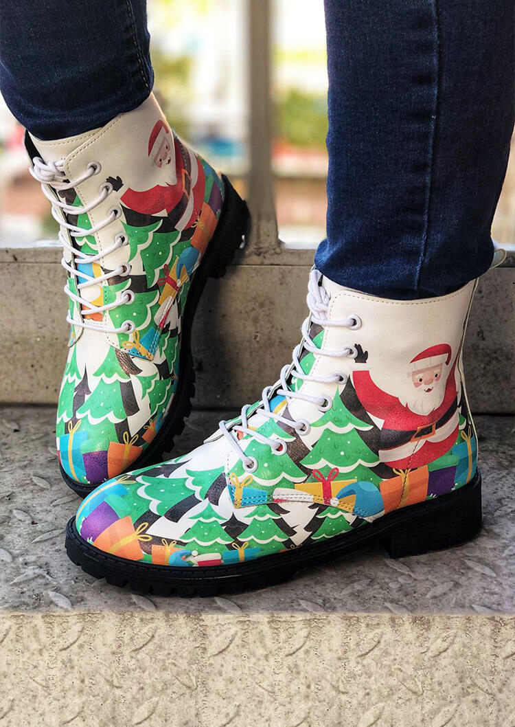 

Boots Colorful Christmas Santa Trees Lace Up Martin Boots in Multicolor. Size