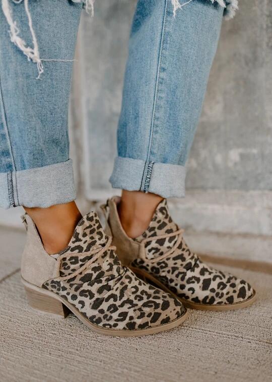 

Boots Leopard Chunky Heel Canvas Boots in Leopard. Size