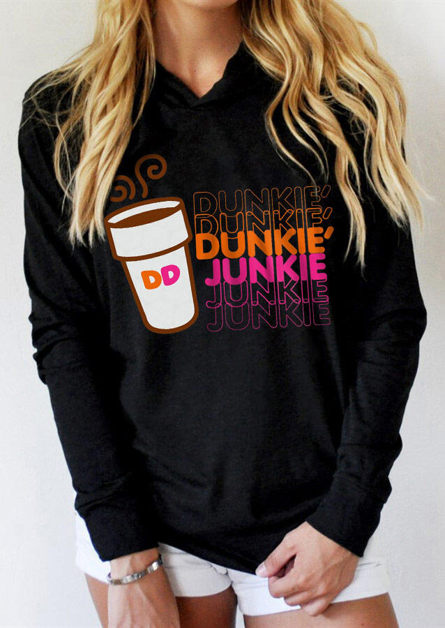 

Hoodies Dunkie Junkie Long Sleeve Pullover Hoodie in Black. Size: ,L,XL