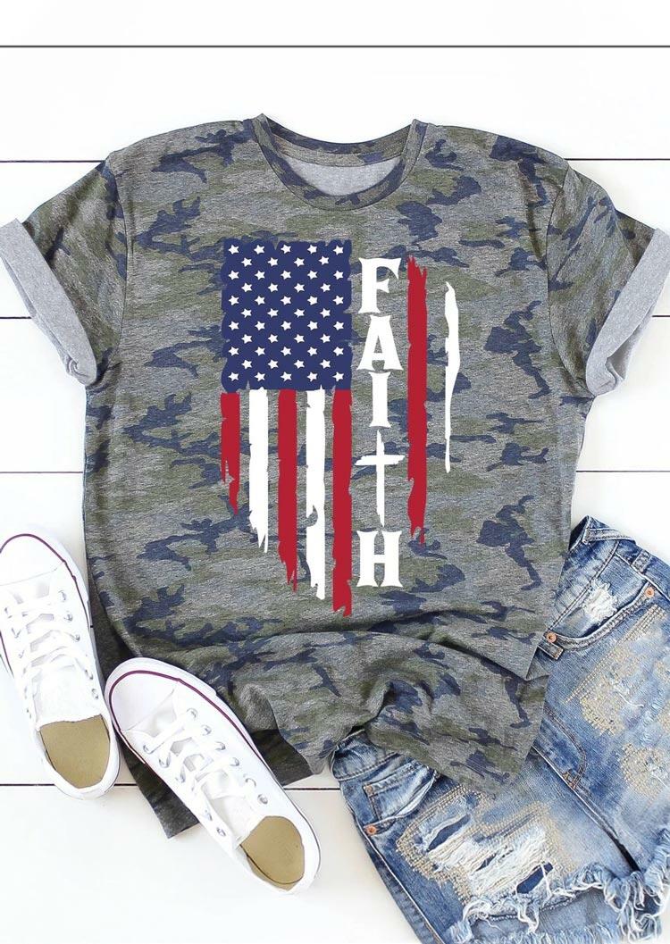 

T-shirts Tees Camouflage American Flag Faith T-Shirt Tee in Camouflage. Size