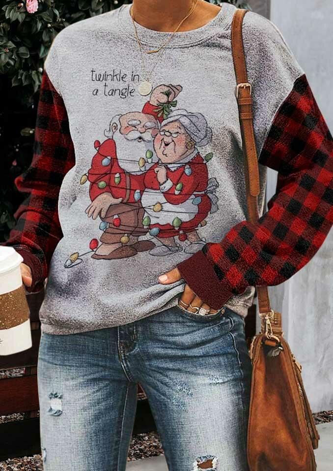 

Sweatshirts Christmas Twinkle In A Tangle Cartoon Couple Plaid Sweatshirt in Plaid. Size: ,M,L