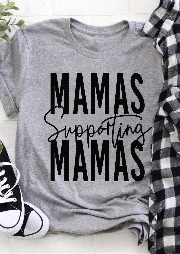

T-shirts Tees Mamas Supporting O-Neck T-Shirt Tee in Gray. Size: ,M,L