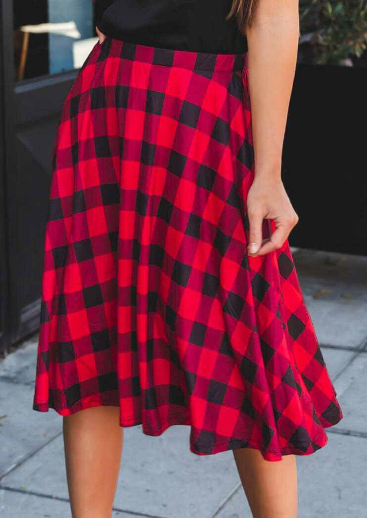 

Skirts Buffalo Plaid Elastic Waist Skirt in Plaid. Size: ,L