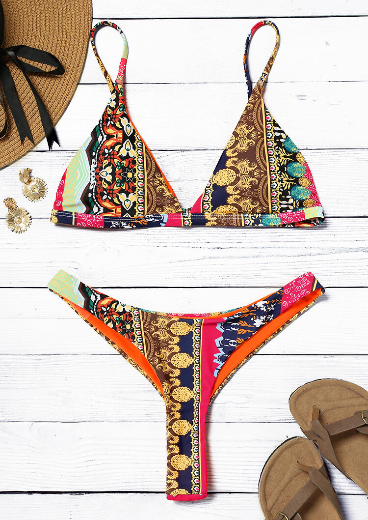 

Bikini Sets Vintage Ethnic Style Bikini Set in Multicolor. Size