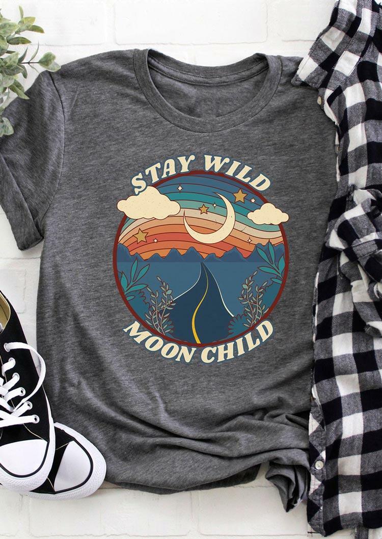 

T-shirts Tees Stay Wild Moon Child T-Shirt Tee in Dark Grey. Size