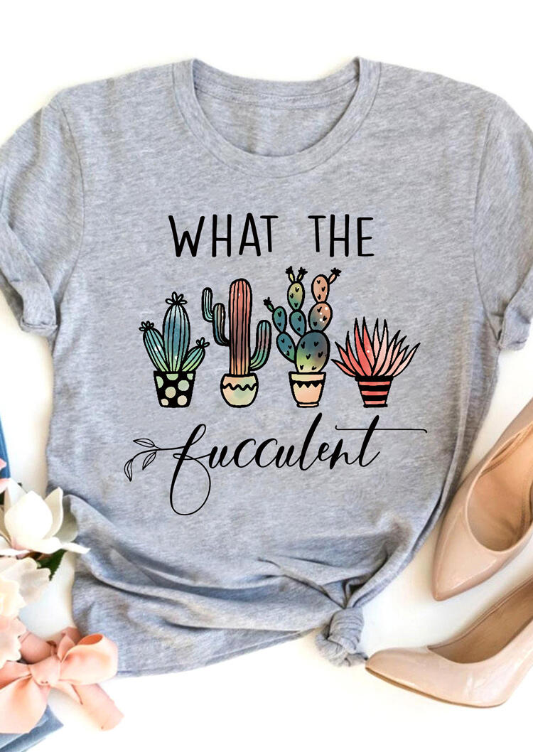 

T-shirts Tees What The Fucculent Cactus Plant T-Shirt Tee in Gray. Size: ,M,L,XL