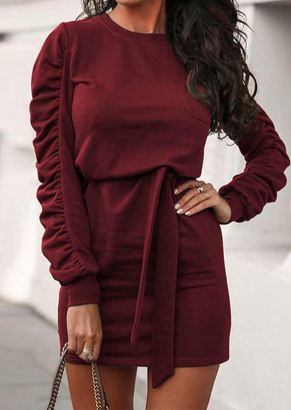 

Mini Dresses Buffalo Plaid Ruffled Puff Sleeve Mini Dress in Red. Size