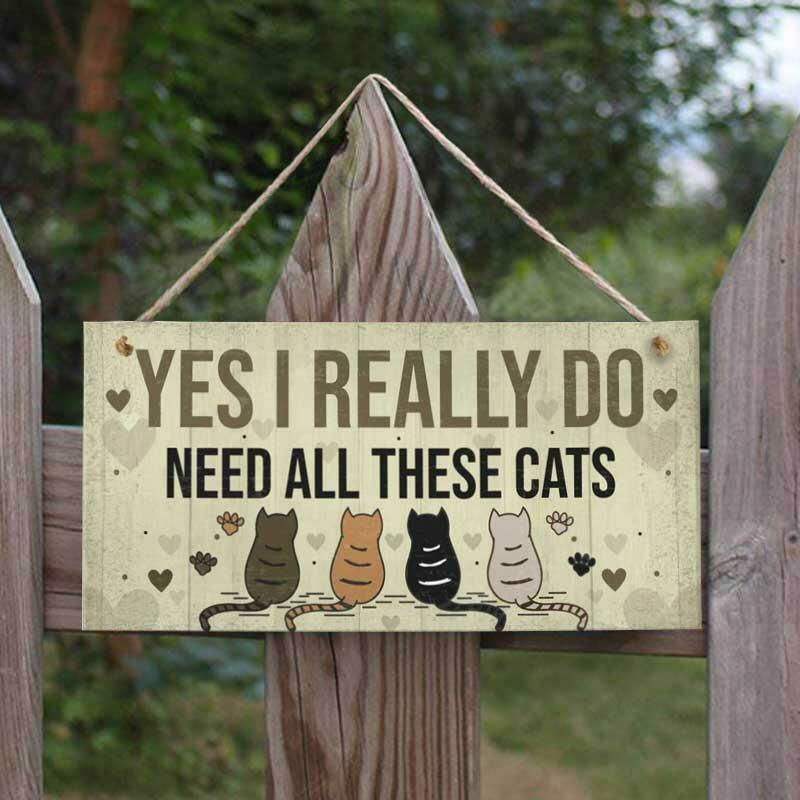 

Home Decor Life Is Better With Cats Wooden Hanging Sign in Pattern1. Size
