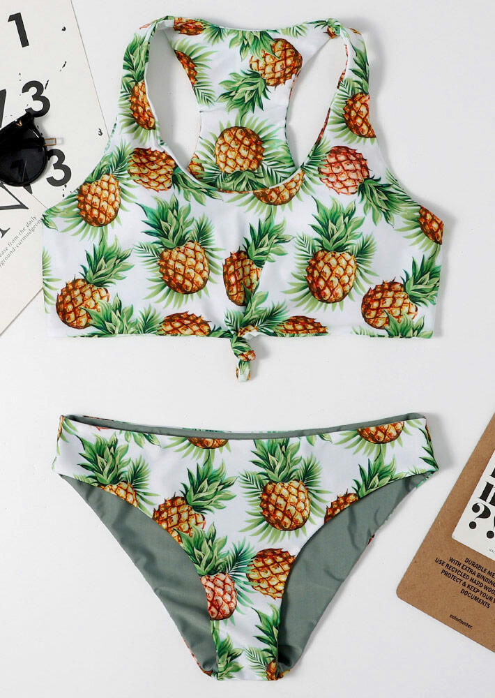 

Bikini Sets Pineapple Tie Removable Padded Bikini Set in White. Size