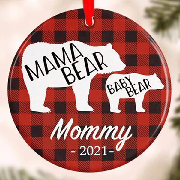 

Christmas Decoration Mama Bear Baby Bear Mommy 2021 Christmas Tree Hanging Ornament in Red. Size