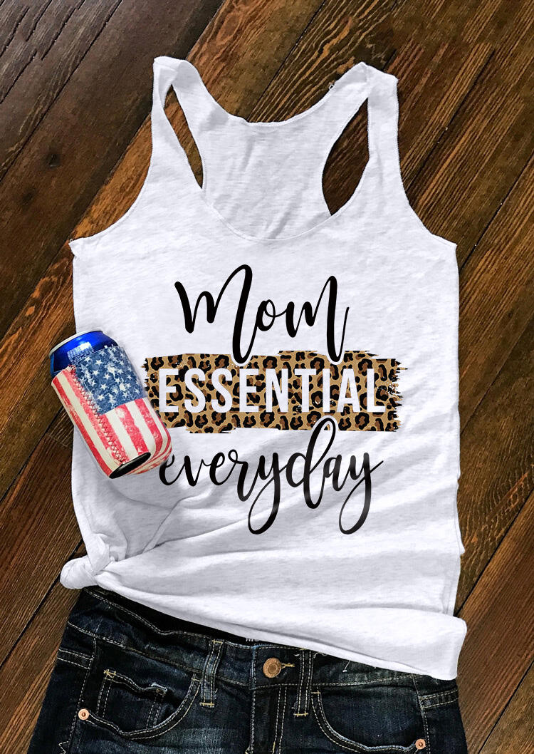 

Tank Tops Mom Essential Everyday Leopard Racerback Tank Top in White. Size