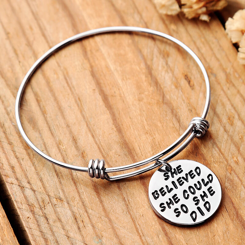 

Bracelet She Believed She Could So She Did Bangle Bracelet in Silver. Size