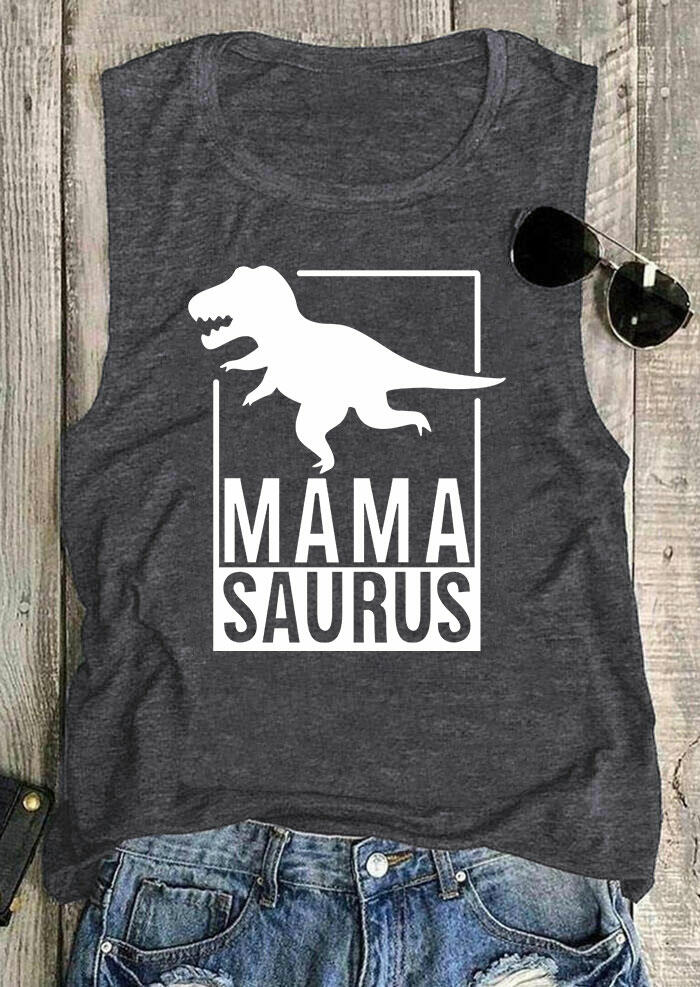 

Tank Tops Mama Saurus Dinosaur O-Neck Tank Top in Dark Grey. Size: ,3XL