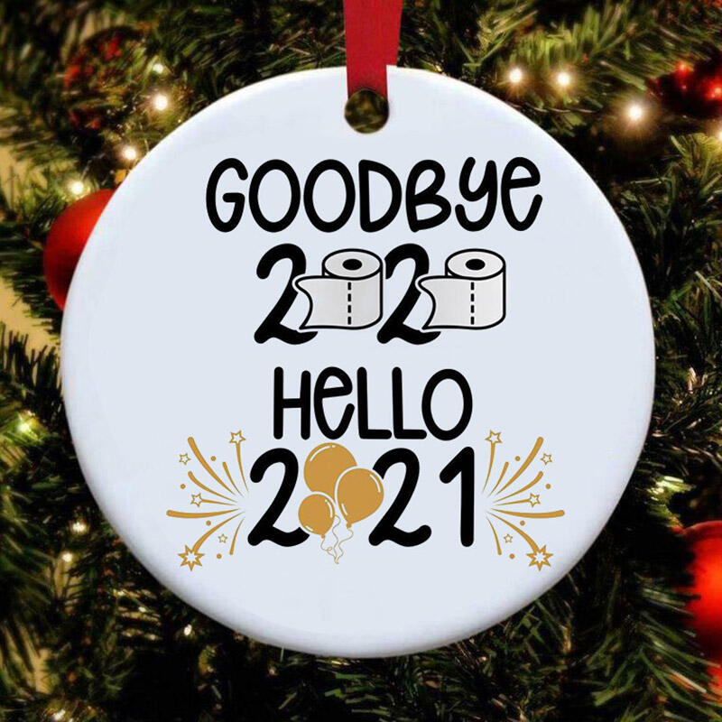 

Goodbye 2020 Hello 2021 Christmas Tree Hanging Ornament, White, 492607