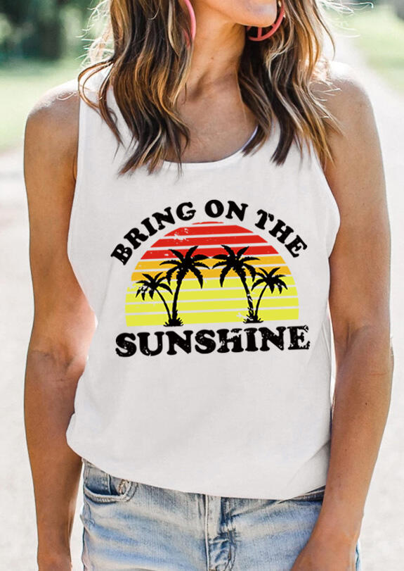 

Tank Tops Bring On The Sunshine Tank Top in White. Size