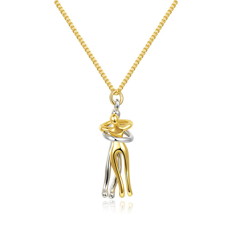 

Necklaces Valentine Couple Hug Pendant Necklace in Gold. Size