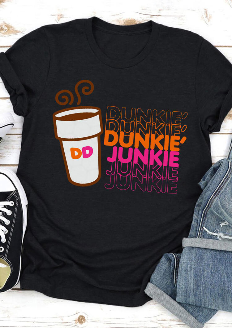 

T-shirts Tees Drinks Printed O-Neck T-Shirt Tee in Black. Size