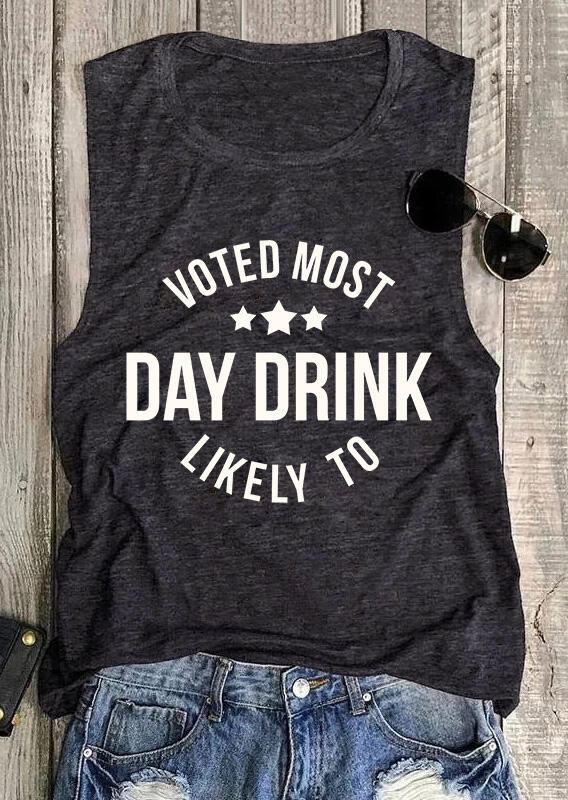 

Tank Tops Voted Most Likely To Day Drink Star Tank Top in Dark Grey. Size