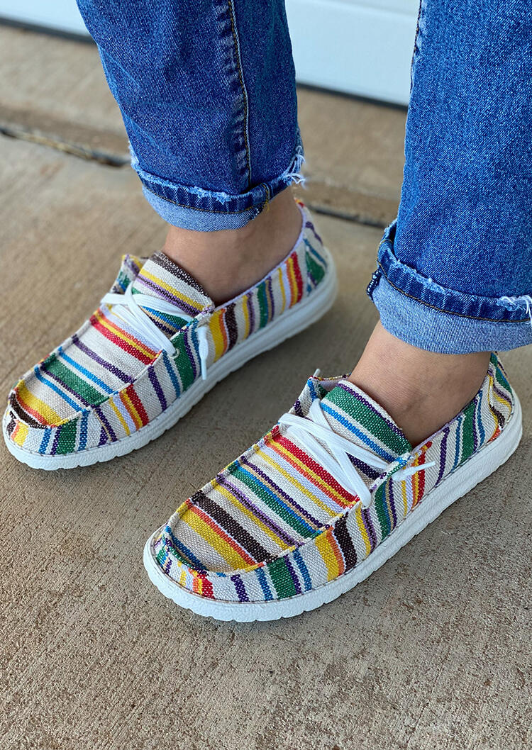 

Sneakers Serape Striped Slip On Flat Sneakers in Multicolor. Size: ,38,39,40,41