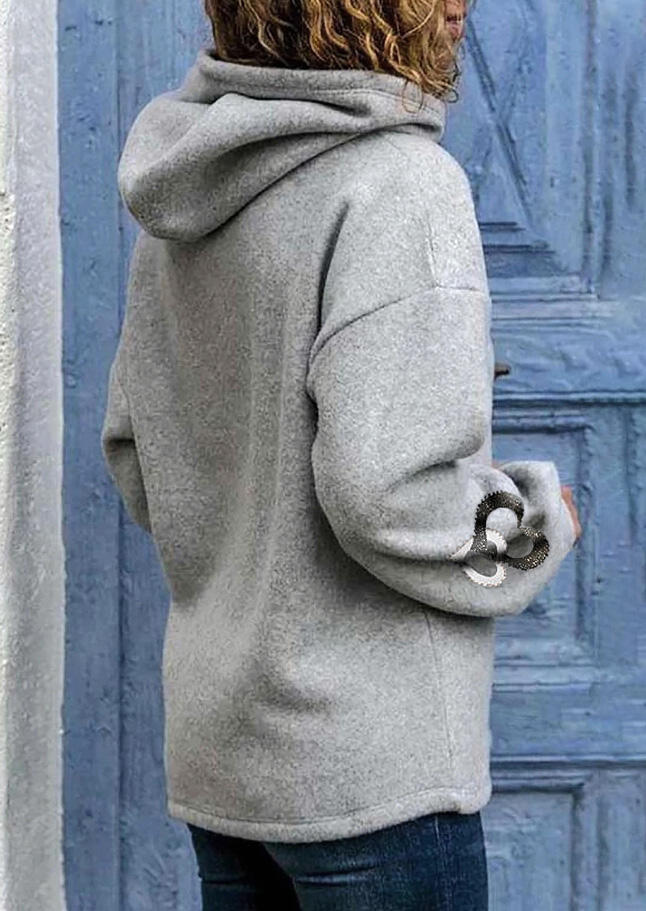 

Hoodies Heart Drop Shoulder Pullover Hoodie in Gray. Size