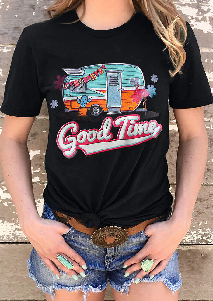 

T-shirts Tees Cactus Truck Good Time Camper T-Shirt Tee in Black. Size