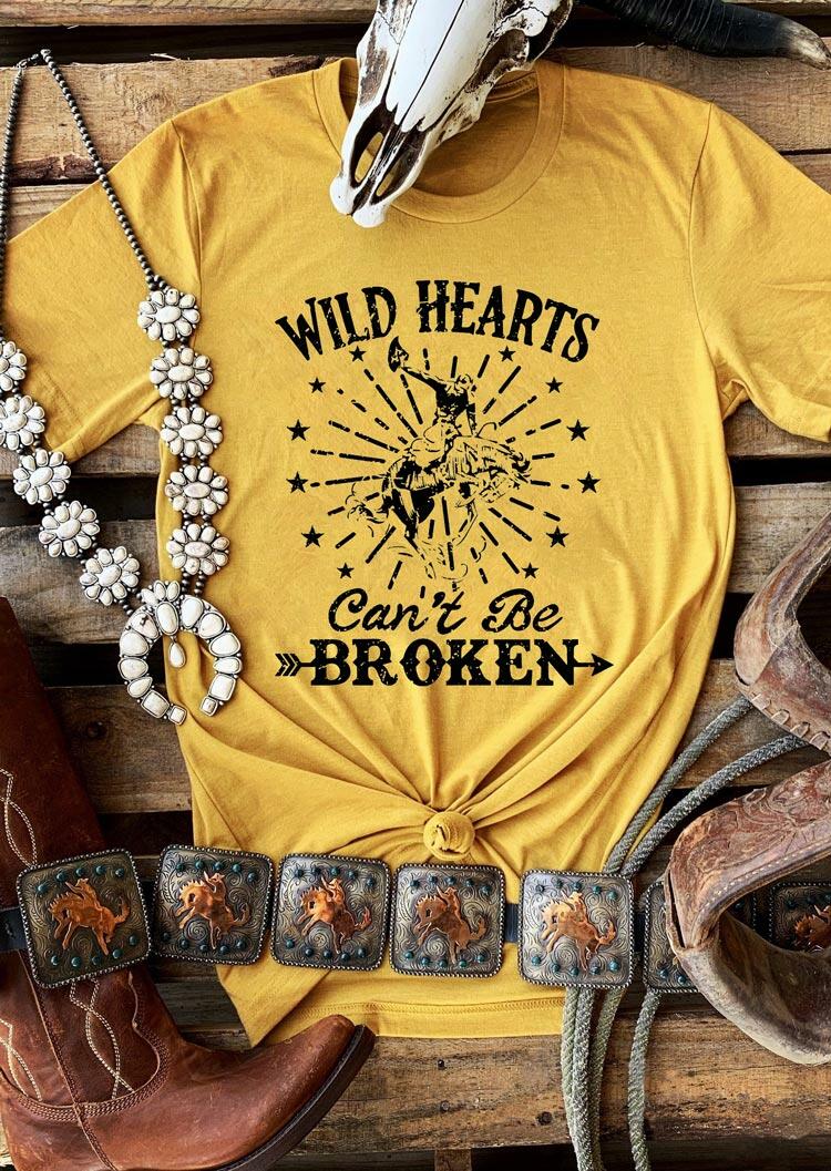 T-shirts Tees Wild Hearts Can't Be Broken Cowboy Star T-Shirt Tee in Yellow. Size: L,XL