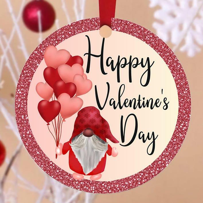 

Valentine's Day Gift Happy Valentine's Day Gnome Holding Balloon Hanging Ornament in Pink. Size