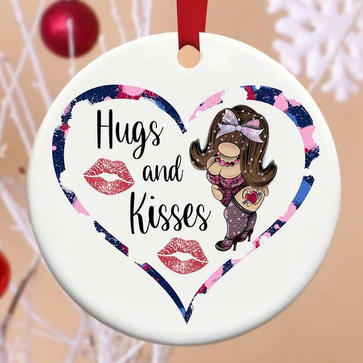 

Valentine's Day Gift Valentine Gnome Heart Hugs And Kisses Lips Hanging Ornament in Multicolor. Size