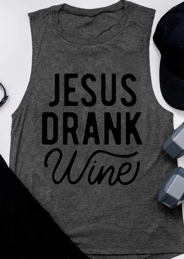 

Tank Tops Jesus Drank Wine Casual Tank Top in Dark Grey. Size: ,M