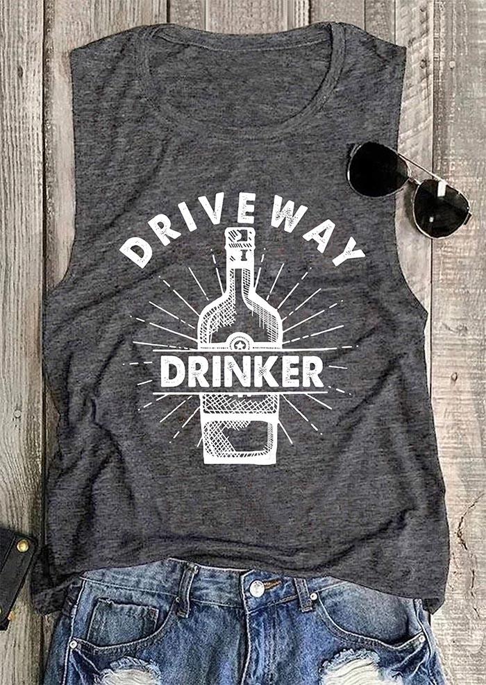 

Tank Tops Driveway Drinker O-Neck Casual Tank Top in Gray. Size: ,XL