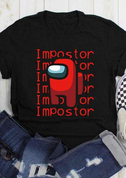 

T-shirts Tees Impostor Among Us O-Neck T-Shirt Tee in Black. Size: L
