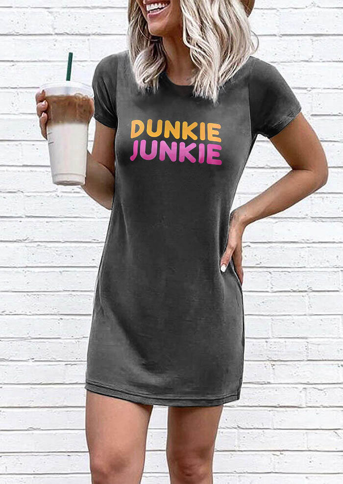 

Mini Dresses Dunkie Junkie O-Neck Mini Dress in Dark Grey. Size