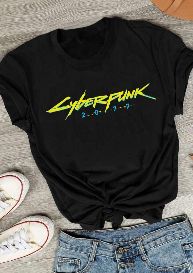 

Tees T-shirts Cyberpunk 2077 Game O-Neck T-Shirt Tee in Black. Size: S,M,,XL