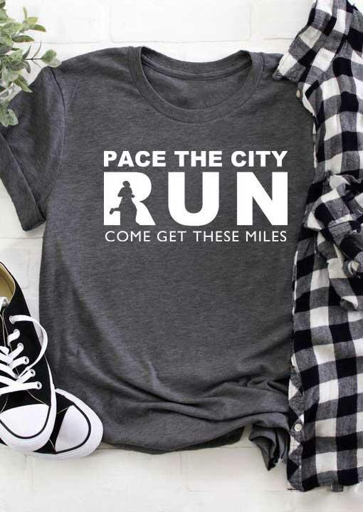 

T-shirts Tees Pace The City Marathon Running T-Shirt Tee in Dark Grey. Size: ,M,L,XL