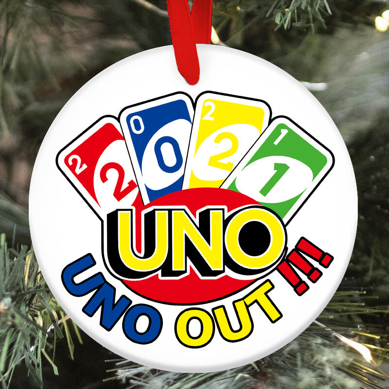 

Home Decor 2021 UNO Out Double-Sided Printed Wooden Hanging Ornament in Multicolor. Size