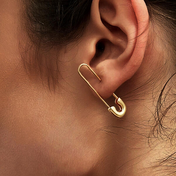 

Earrings Creative Pin Alloy Earrings in Gold. Size