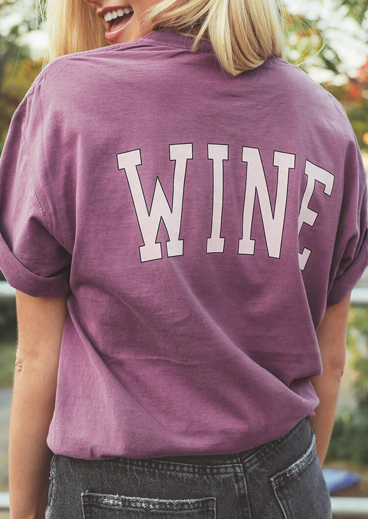 

T-shirts Tees Wine Glasses Star O-Neck T-Shirt Tee in Purple. Size: ,M,L,XL