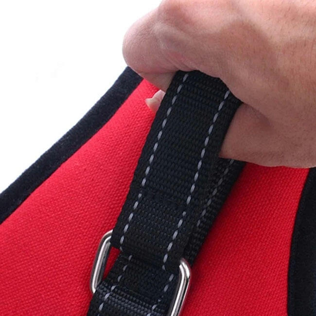 

Pet Products Reflective No Pull Strong Dog Vest Harness with Lift Handle in Red. Size
