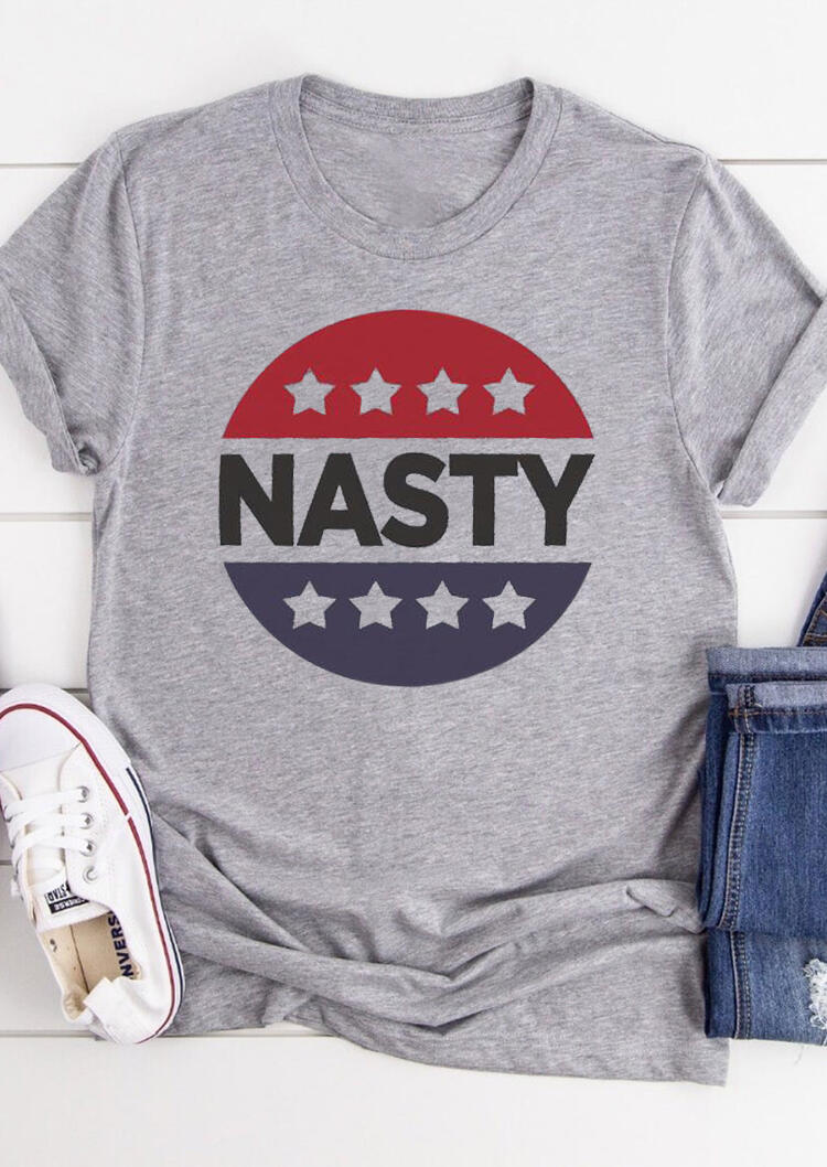 

Tees T-shirts Nasty Women's Rights Star T-Shirt Tee in Light Grey. Size: S,M,,XL