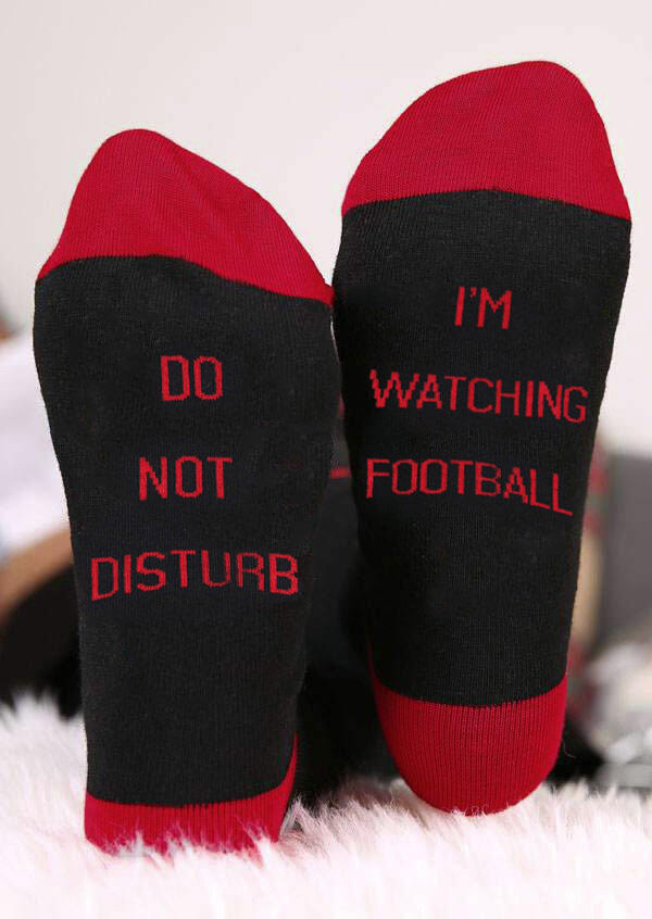 

Crew Socks Do Not Disturb I'm Watching Football Socks in Red. Size