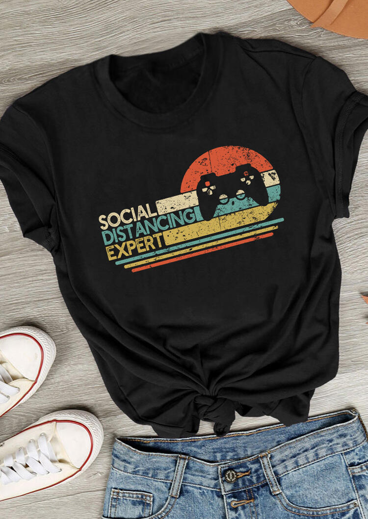 

T-shirts Tees Social Distancing Expert Gaming T-Shirt Tee in Black. Size: ,L,XL