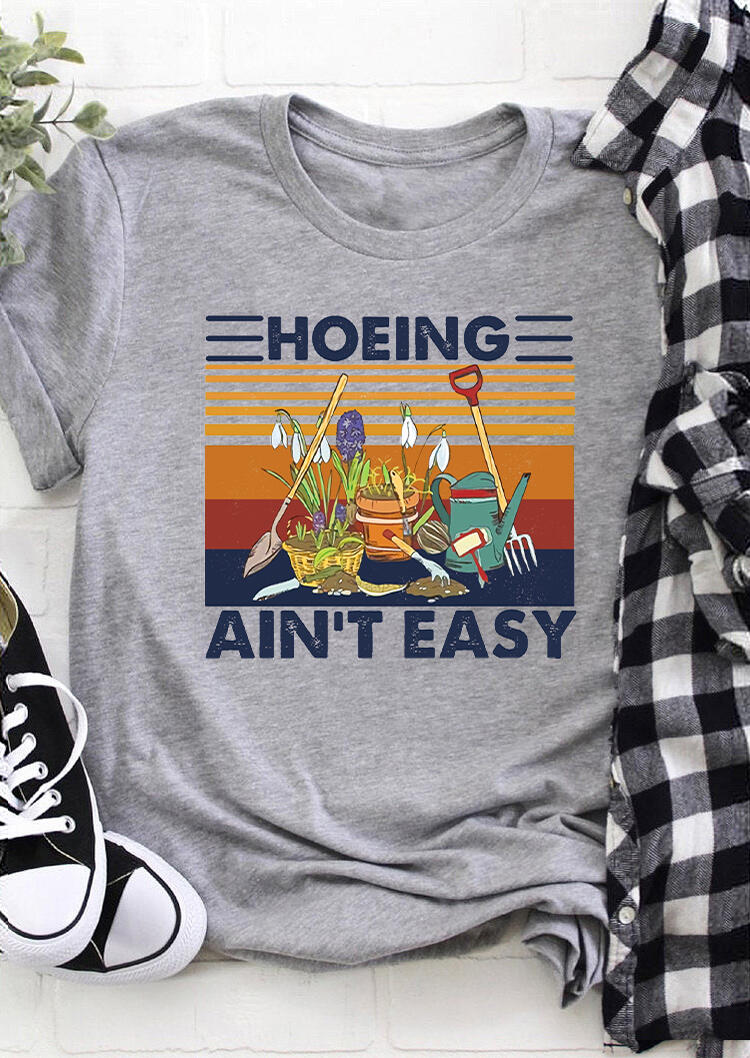 

T-shirts Tees Hoeing Ain't Easy Gardening Plant T-Shirt Tee in Gray. Size