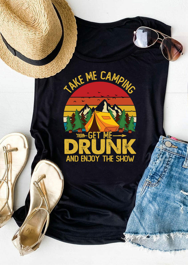 

Tank Tops Take Me Camping Get Me Drunk Arrow Tank Top in Black. Size: ,L