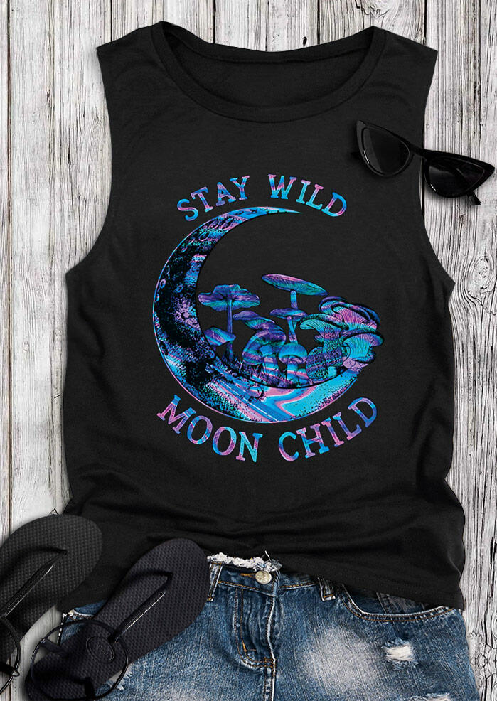 

Tank Tops Stay Wild Moon Child Fungus Mushrooms Tank Top in Black. Size