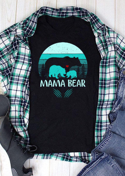 

T-shirts Tees Mama Bear O-Neck T-Shirt Tee in Black. Size