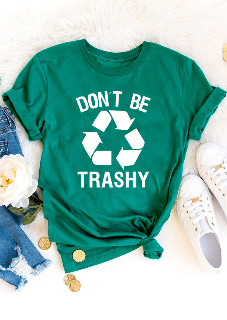 T-shirts Tees Don't Be Trashy Recycling Symbol T-Shirt Tee in Green. Size: 3XL
